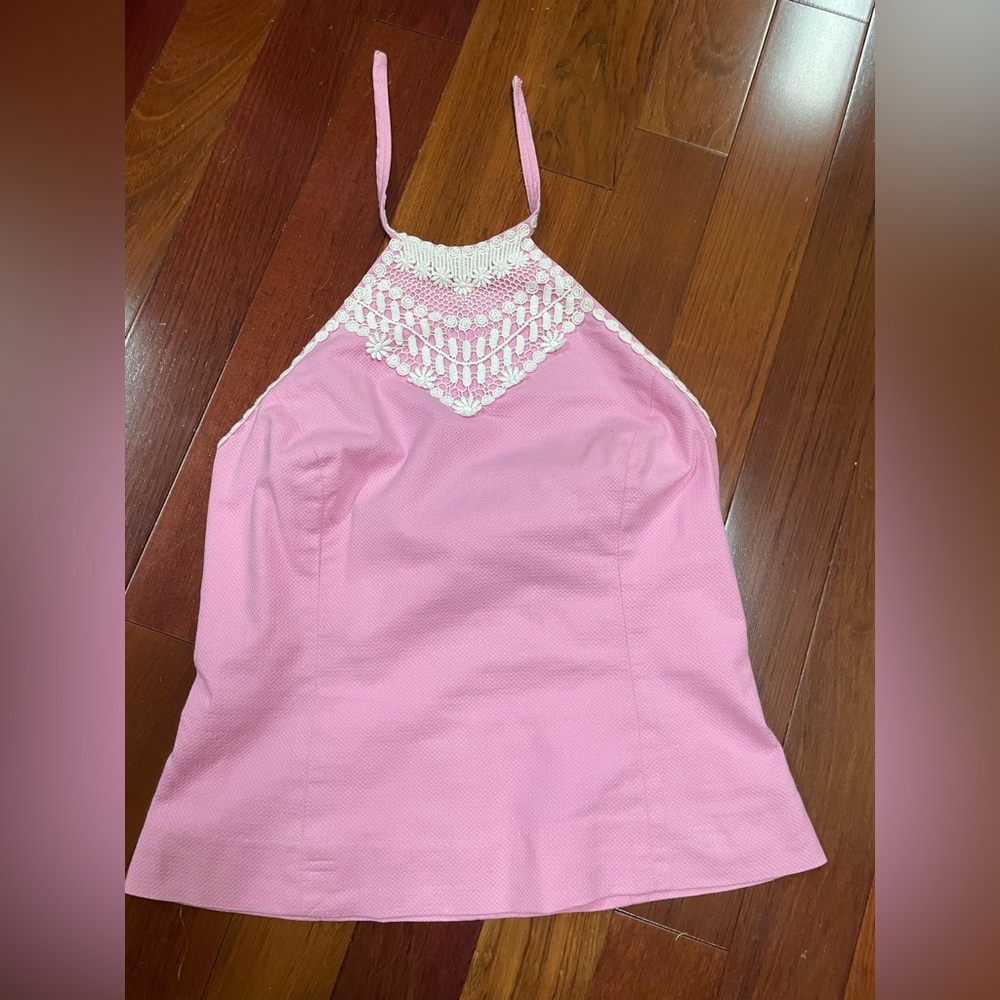Lily Pulitzer halter in pink and white